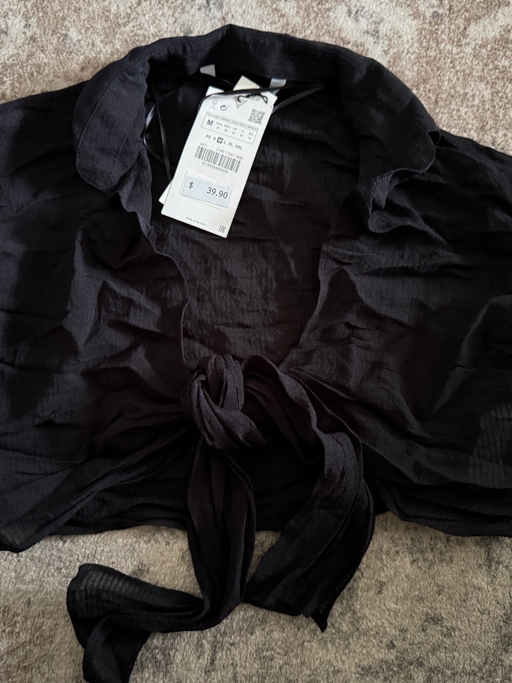 Black crop shirt/cardigan lightweight long sleeve